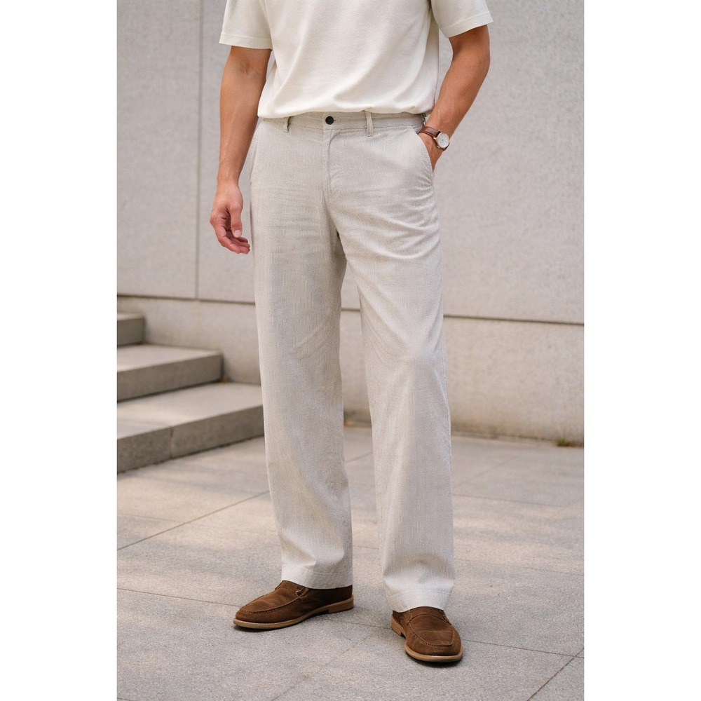 Dockers Field Khaki Blue White Micro Stripe Seersucker Straight Pants Mens 36x32